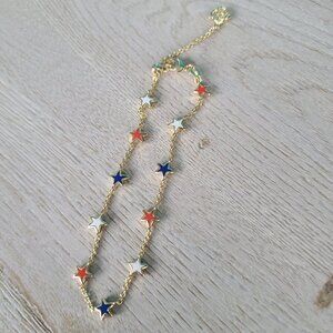 Kendra Scott Sierra Gold Star Delicate Chain Bracelet in Red White Blue Mix